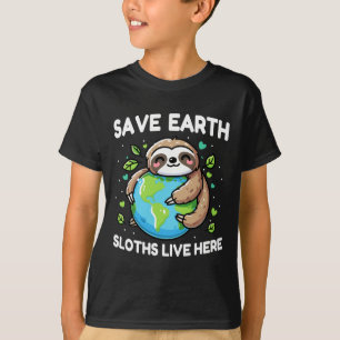 Camiseta Save Earth Sloth Design - Funny Animal Earth Day