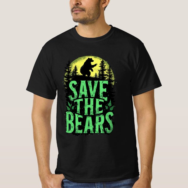 Camiseta Save The Bears Wildlife Conservation Grunge Forest (Anverso)