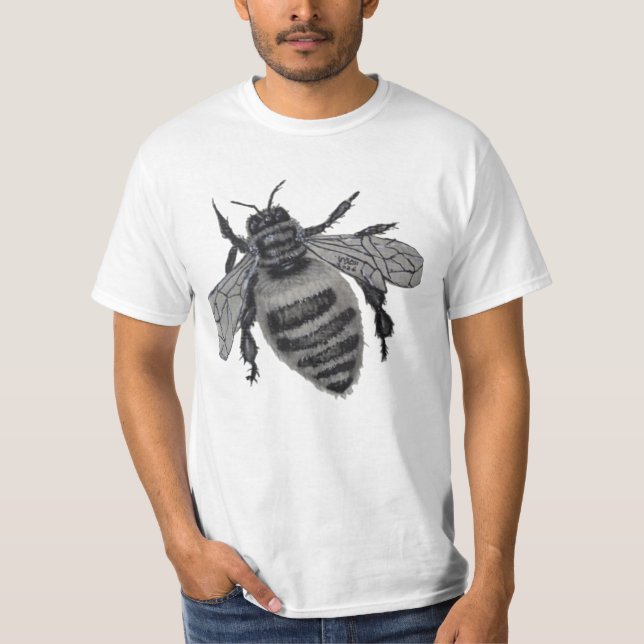 Camiseta Save the Bees: Realistic Hand-Drawn Honey Bee Art (Anverso)