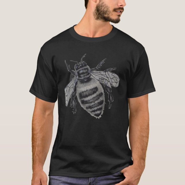 Camiseta Save the Bees: Realistic Hand-Drawn Honey Bee Art (Anverso)