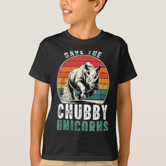 Camiseta Save The Chubby Unicorns Funny Retro Rhino Animal  (Anverso)