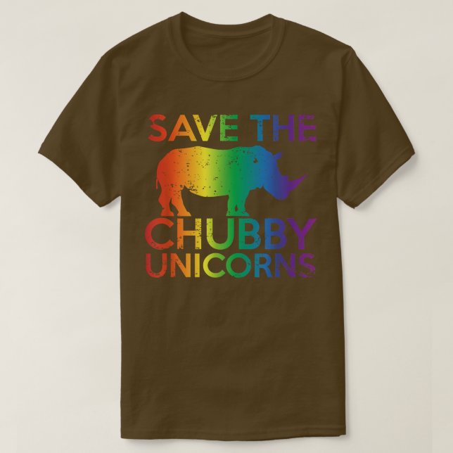 Camiseta Save The Chubby Unicorns  Rainbow Rhinos  (Diseño del anverso)