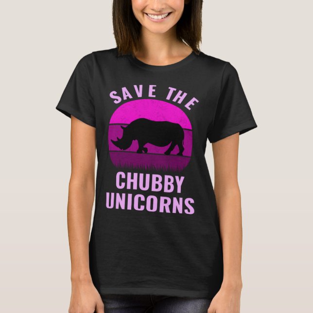 Camiseta Save The Chubby Unicorns Retro Style Rhino (Anverso)