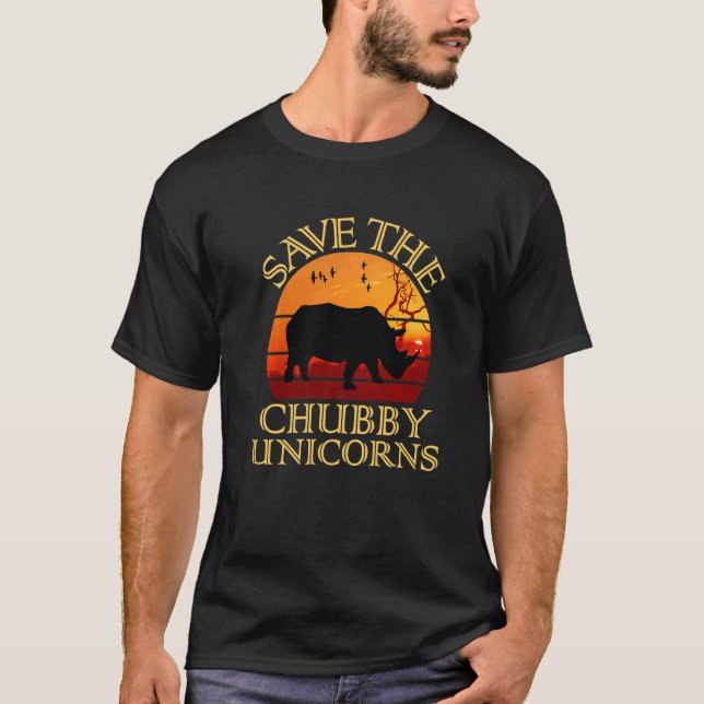 Camiseta Save The Chubby Unicorns Rhino  Animal Rights Acti (Anverso)