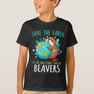 Camiseta Save the Earth Beaver Design - Funny Earth Day Ani