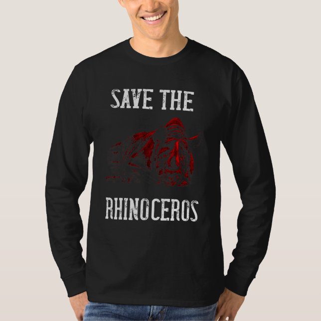 Camiseta Save The Rhinoceros Wildlife Animal Rights Rhinos  (Anverso)