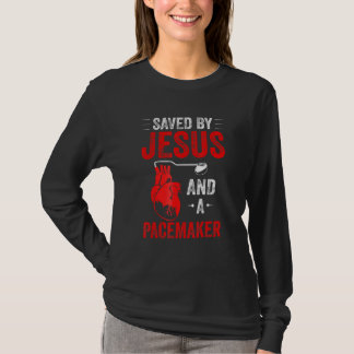 Camiseta Saved By Jesus And A Pacemaker Heart Disease Aware