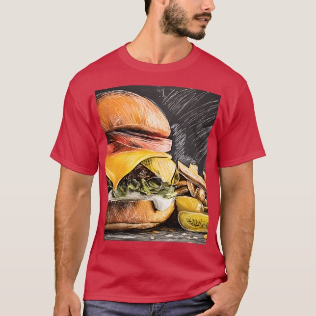 Camiseta Savor a Juicy Cheeseburger with Fresh Veggies frie (Anverso)