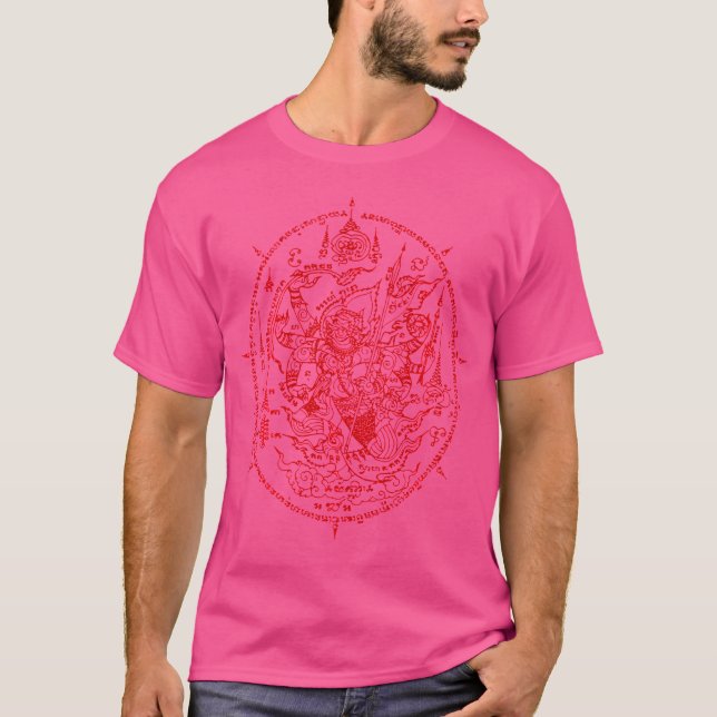 Camiseta Sawadee Thai tradicional Sak Yant Tigres gemelos t (Anverso)