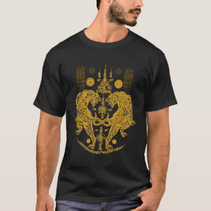Camiseta Sawadee Thai tradicional Sak Yant Tigres gemelos t
