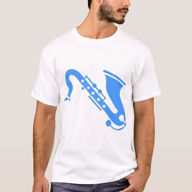 Camiseta Saxofón - Azul bebé (Anverso)