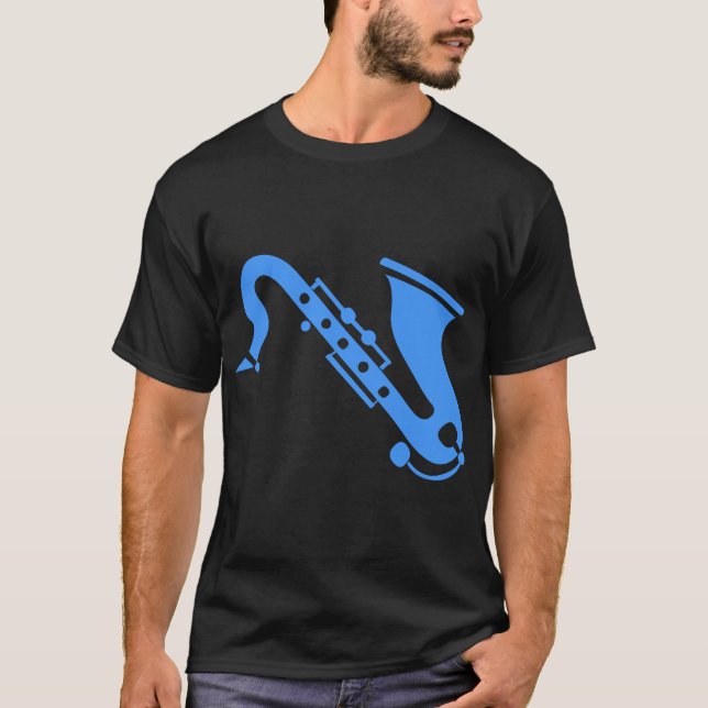 Camiseta Saxofón - Azul bebé (Anverso)
