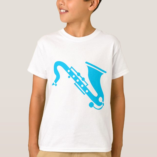 Camiseta Saxofón - Azul cielo (Anverso)