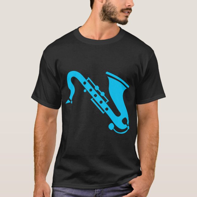 Camiseta Saxofón - Azul cielo (Anverso)
