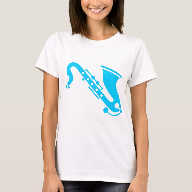 Camiseta Saxofón - Azul cielo (Anverso)