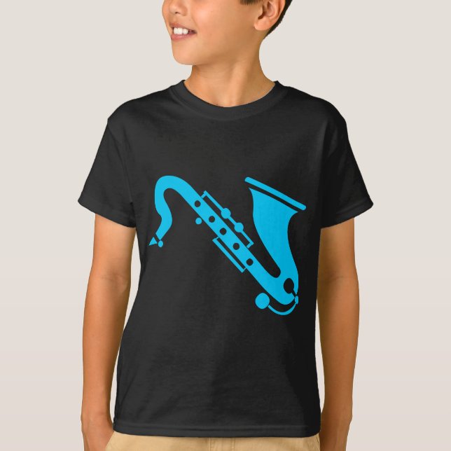 Camiseta Saxofón - Azul cielo (Anverso)