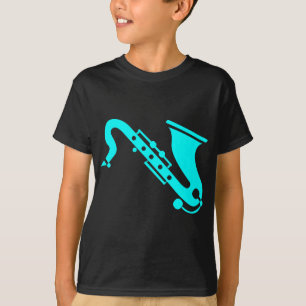 Camiseta Saxofón - cian