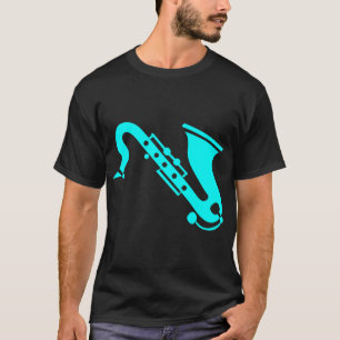 Camiseta Saxofón - cian