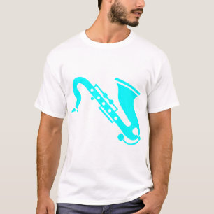 Camiseta Saxofón - cian