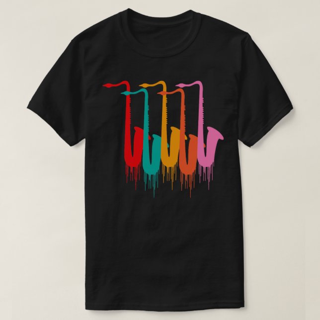Camiseta Saxofón colorido Instrumento musical Música jazz (Diseño del anverso)