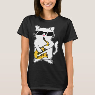 Camiseta Saxofón de gato Jazz Música Instrumentos Gatos