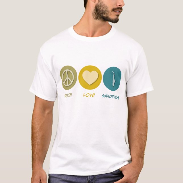 Camiseta Saxofón del amor de la paz (Anverso)