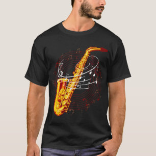 Camiseta Saxofón Guay Para Música De Jazz Notas Músico Sax