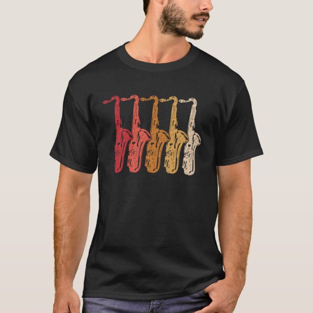 Camiseta Saxofón Jugador de Música Jazz Tenor 14 (Anverso)