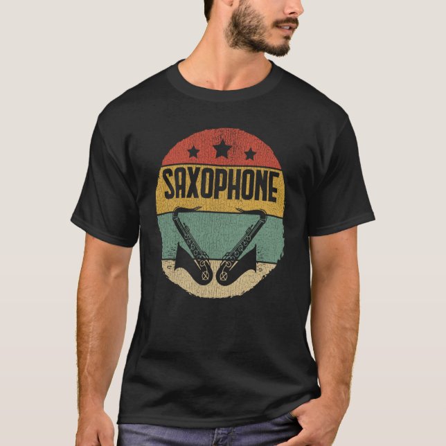 Camiseta Saxofón Jugador Música Jazz Tenor 1 (Anverso)