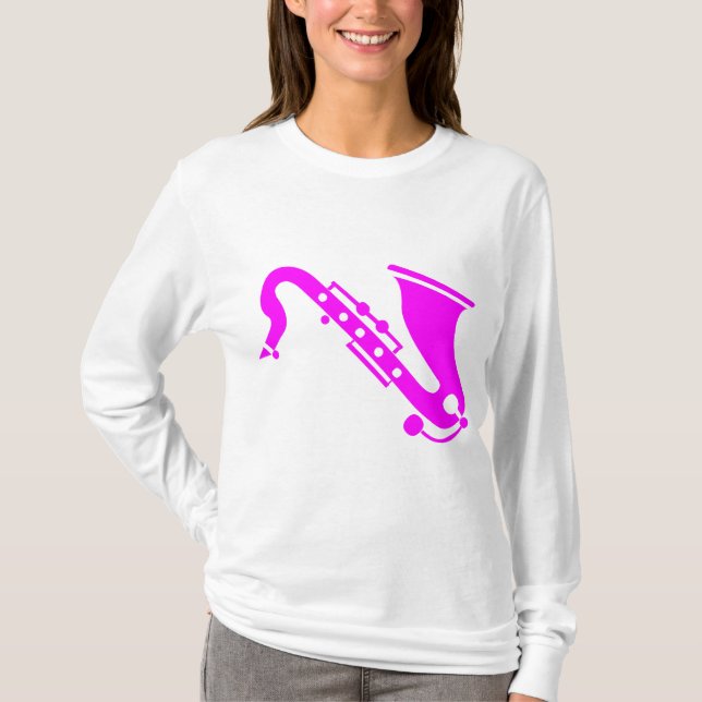 Camiseta Saxofón - magenta (Anverso)