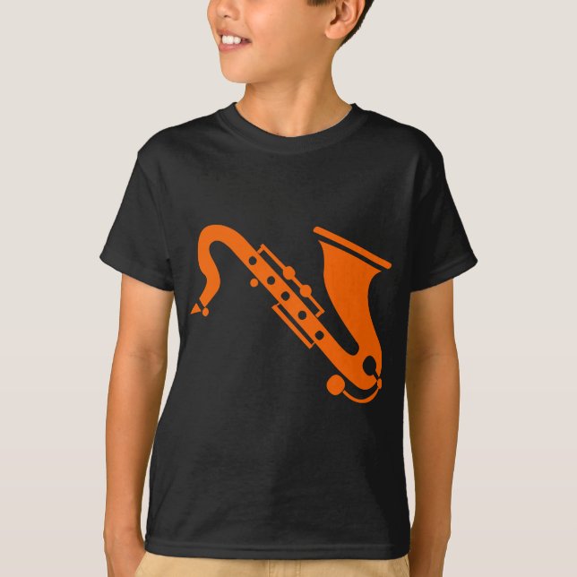 Camiseta Saxofón - Naranja (Anverso)
