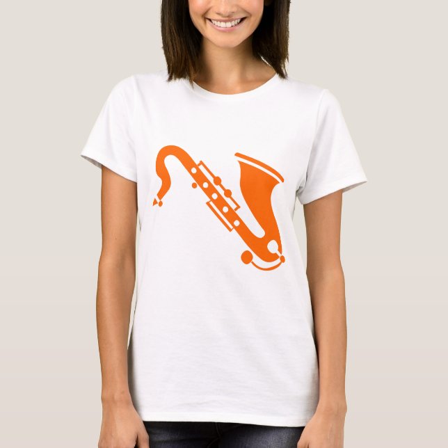 Camiseta Saxofón - Naranja (Anverso)