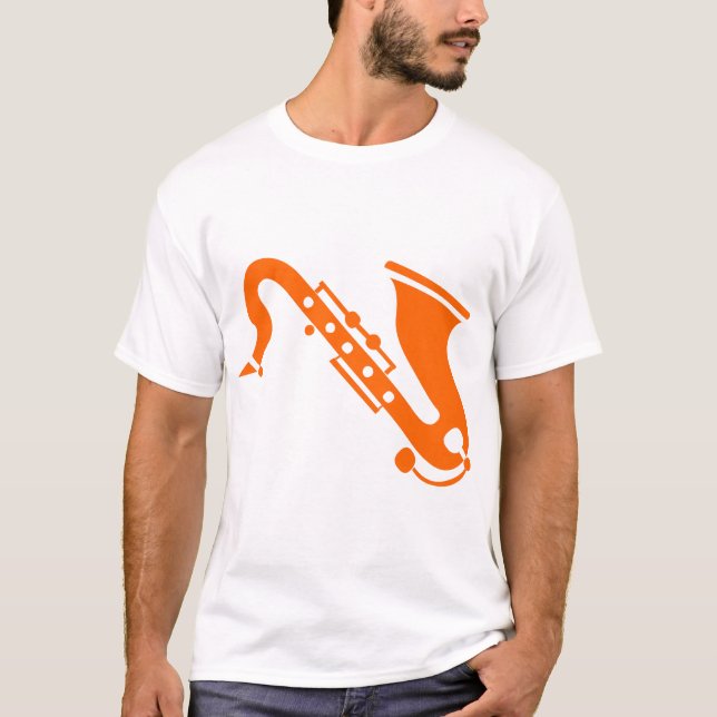 Camiseta Saxofón - Naranja (Anverso)
