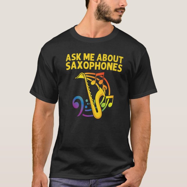 Camiseta Saxofón Para Hombres Instrumento De Lectura 2 (Anverso)