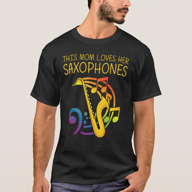 Camiseta Saxofón Para Mamá Mujer Instrumento De Red (Anverso)