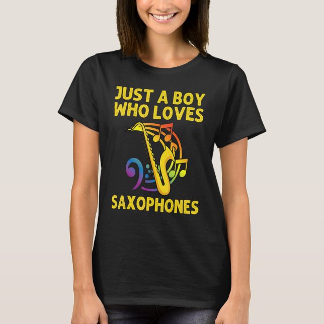 Camiseta Saxofón Para Niños Instrumento De Led (Anverso)