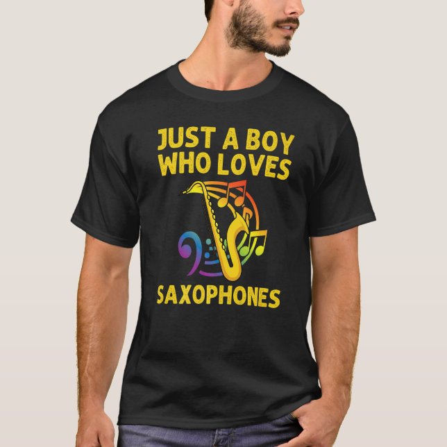 Camiseta Saxofón Para Niños Instrumento De Led (Anverso)