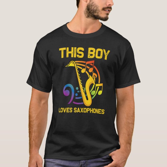 Camiseta Saxofón Para Niños Instrumento De Led (Anverso)