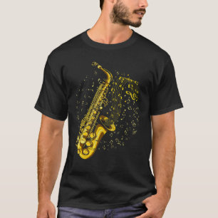 Camiseta Saxofón Player Music Notes Jazz Saxophonist Saxo