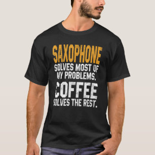 Camiseta Saxofón Resuelve Mis Problemas Café Bronce Musica