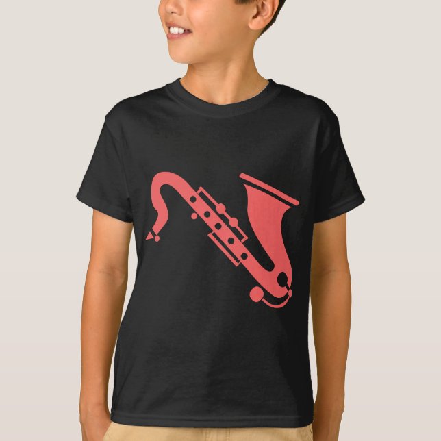 Camiseta Saxofón - Rosa tropical (Anverso)
