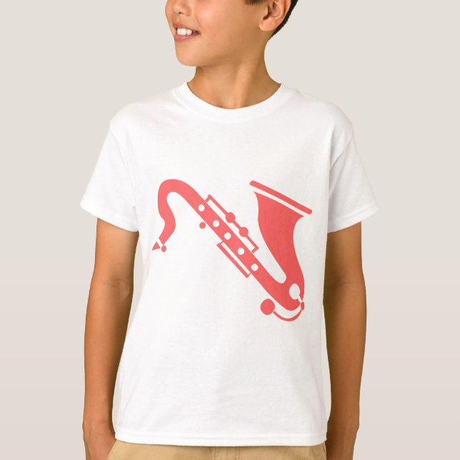 Camiseta Saxofón - Rosa tropical (Anverso)