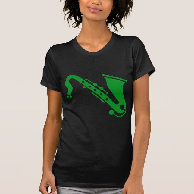 Camiseta Saxofón - Verde de hierba (Anverso)