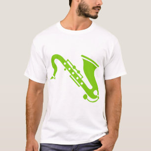 Camiseta Saxofón - Verde marciano