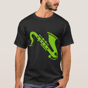 Camiseta Saxofón - Verde marciano