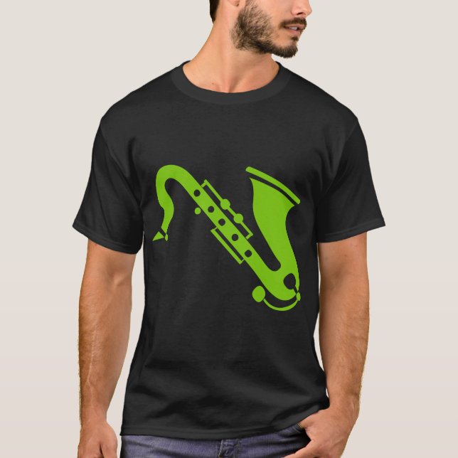 Camiseta Saxofón - Verde marciano (Anverso)