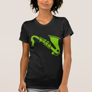Camiseta Saxofón - Verde marciano