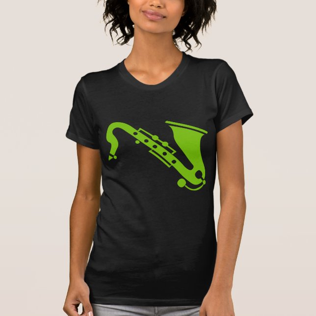 Camiseta Saxofón - Verde marciano (Anverso)