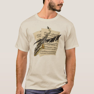 Camiseta Saxofón y música del piano