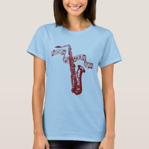 Camiseta Saxofón y notas muy cool